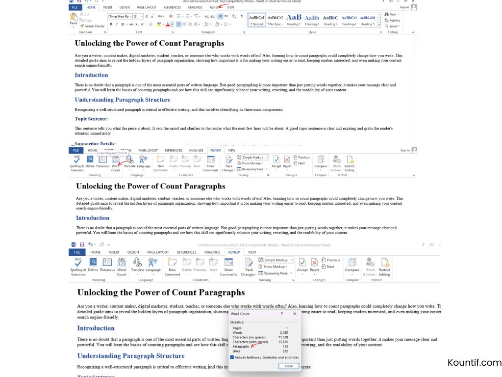 Microsoft Word: A Quick and Easy Way to Count Paragraphs